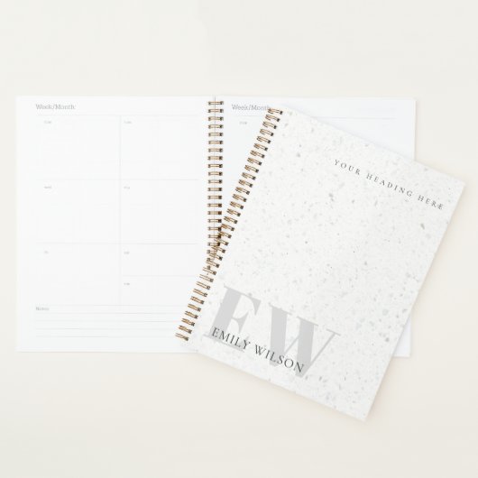 Élégant Terrazzo Rustique Pierre gris Nom Monogram (Devant avec enveloppe)