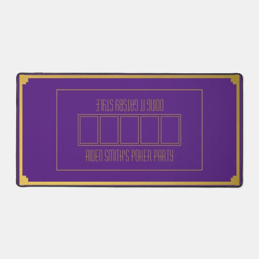 Elégant Texas Hold'em Purple Gold Poker Mat (Recto)