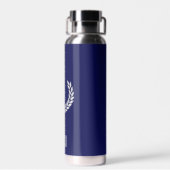 Elegant Text, Monogram and Silver Laurel Wreate Waterfles (Achterkant)