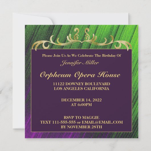 Elégant Texté Invitation Anniversaire (Dos)