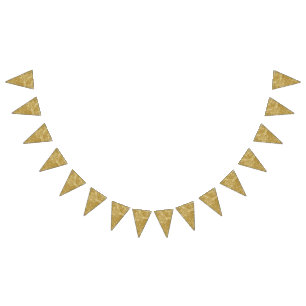 Elegant textielontwerp met een gouden achtergrond vlaggetjes