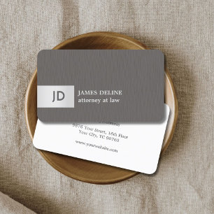 Elegant Texture Gray Silver Monogram Attorney Visitekaartje