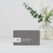 Elegant Textuur Grijs Zilver Monogram Attorney Visitekaartje (Staand voorkant)