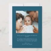 Elegant Thank You Calligraphy Teal Birth Aankondiging (Achterkant)
