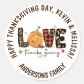 Elegant Thanksgiving Day Classic Round Sticker (Voorkant)