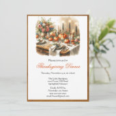 Elegant Thanksgiving Diner Vakantie Uitnodiging (Staand voorkant)