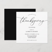 Elegant Thanksgiving Dinner Black Uitnodiging