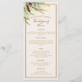 Elegant Thanksgiving Dinner Fall Feather Menu (Voorkant)
