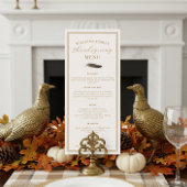 Elegant Thanksgiving Dinner Fall Pheasant Feather  Menu