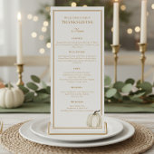 Elegant Thanksgiving Dinner Fall White Pumpkin Menu