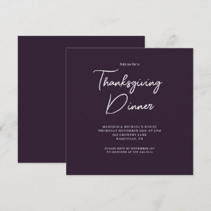 Elegant Thanksgiving Dinner Paars Script Kaart