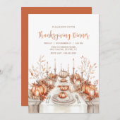 Elegant Thanksgiving Dinner Table Invitation (Devant / Derrière)