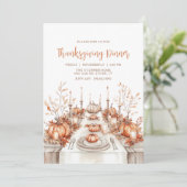 Elegant Thanksgiving Dinner Table Invitation Kaart (Staand voorkant)