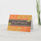 Elegant Thanksgiving Oranje Glitter Persoonlijk Feestdagen Kaart (Voorkant)