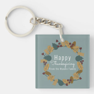 Elegant Thanksgiving Pear Wreath Illustratie Sleutelhanger