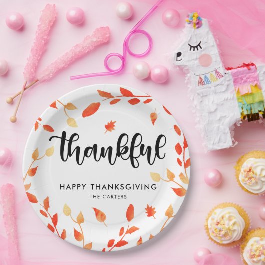 Elegant Thanksgiving Thankful Herfst Foliage Moder Papieren Bordje (Feest)