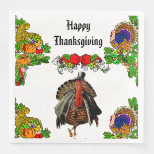 ELEGANT THANKSGIVING TURKEY PAPER DINNER NAPKINS SERVET