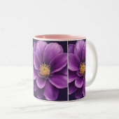 Elégant thé & café Mug avec fleurs violettes Impre (Devant droit)