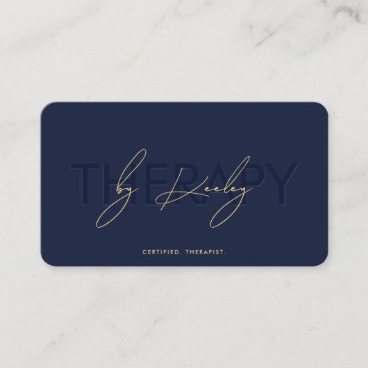 Elegant Therapeut Fysiotherapeut Donker Navy Blauw Visitekaartje (Voorkant)