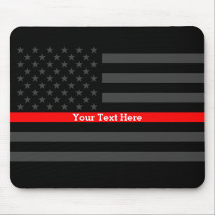 Elegant Thin Red Line Persoonlijk Zwarte Amerikaan Muismat