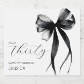 Elegant Thirty Script Bow 40th Birthday Party Sparkling Wijnetiket (Enkel label)