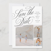 Elegant three photo black and white wedding save the date (Voorkant)