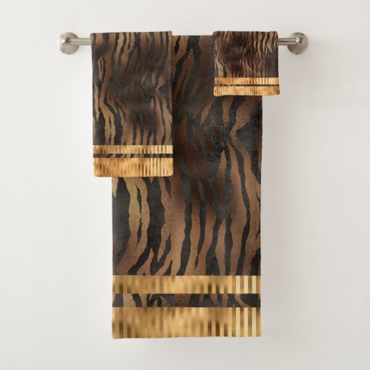 Élégant Tiger Impression Or métal glam Chic (En situation)