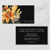 Élégant Tiger Lily Tropical Cartes de visite noirs (Devant / Derrière)