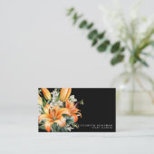 Élégant Tiger Lily Tropical Cartes de visite noirs (Debout devant)