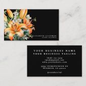 Élégant Tiger Lily Tropical Cartes de visite noirs (Devant / Derrière)