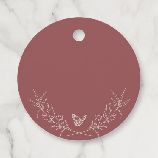 Elegant Tijdloos Roos Mauve Quinceañera Favoriet T Bedankjes Labels (Achterkant)