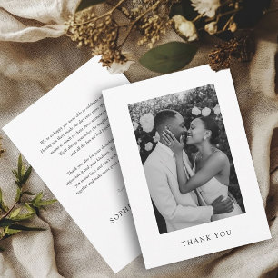 Elegant Tijdloos Trouwfoto Aandenken Bedankkaart