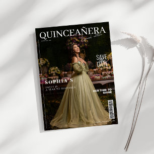 Elegant tijdschrift Quinceanera Bewaar de datum Kaart