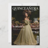 Elegant tijdschrift Quinceanera Bewaar de datum Kaart (Voorkant)