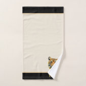 Elegant tijgergezicht op beige en zwarte tijger bad handdoek (Handdoek)
