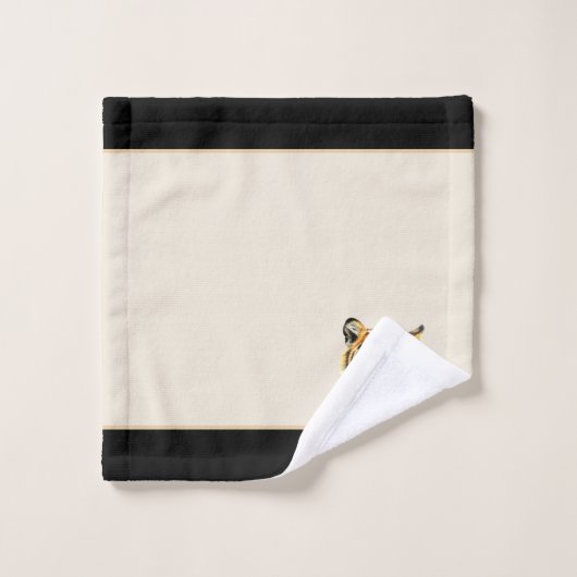 Elegant tijgergezicht op beige en zwarte tijger bad handdoek (Wasdoekje)