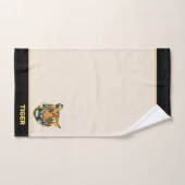 Elegant tijgergezicht op beige en zwarte tijger bad handdoek (Handdoek)