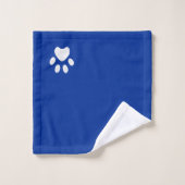 Elegant tijgergezicht, poten en monogram op blauw bad handdoek (Wasdoekje)