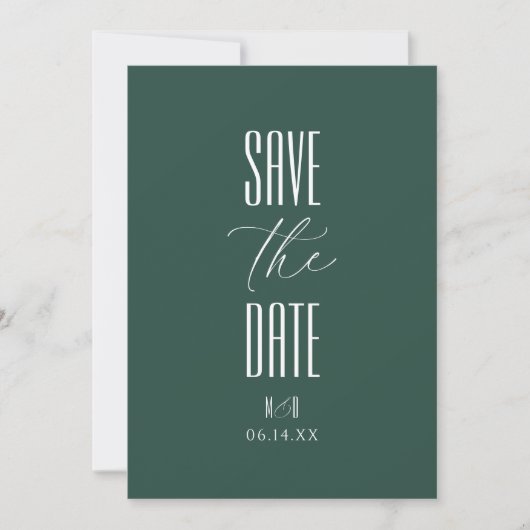 Elegant Timeless Script Photo Monogram Wedding Save The Date (Voorkant)