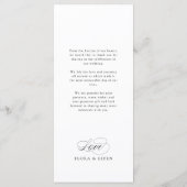 Elegant Timeless Typography Guest Name Wedding Menu (Achterkant)
