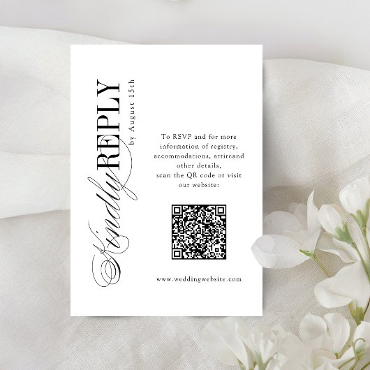 Elegant Timeless Typography Simple QR code wedding RSVP Kaartje