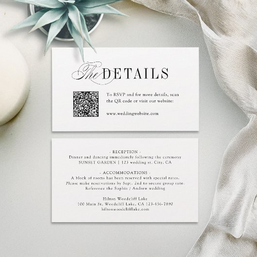 Elegant Timeless Typography Simple Wedding Details Plaatskaartje