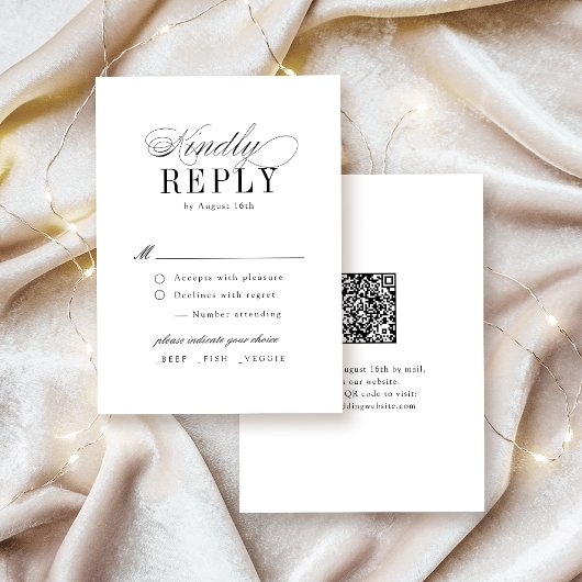 Elegant Timeless Typography Simple Wedding RSVP Kaartje
