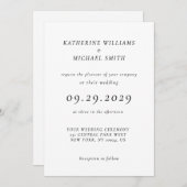 Elegant Timeless White Wedding Invitations (Devant / Derrière)