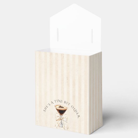 Elegant Tini Bit Older Espresso Martini Birthday Bedankdoosjes (Geopend)