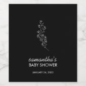 Elegant Tiny Handdrawn Sketch Flower Wijn Etiket (Enkel label)