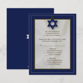 Elégant tissu Barre Mitzvah RSVP carte de réponse  (Devant / Derrière)