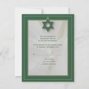 Elégant tissu Barre Mitzvah RSVP Réponse en vert