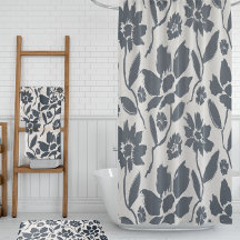 Élégant toile de crème florale bleu foncé