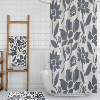 Élégant toile de crème florale bleu foncé